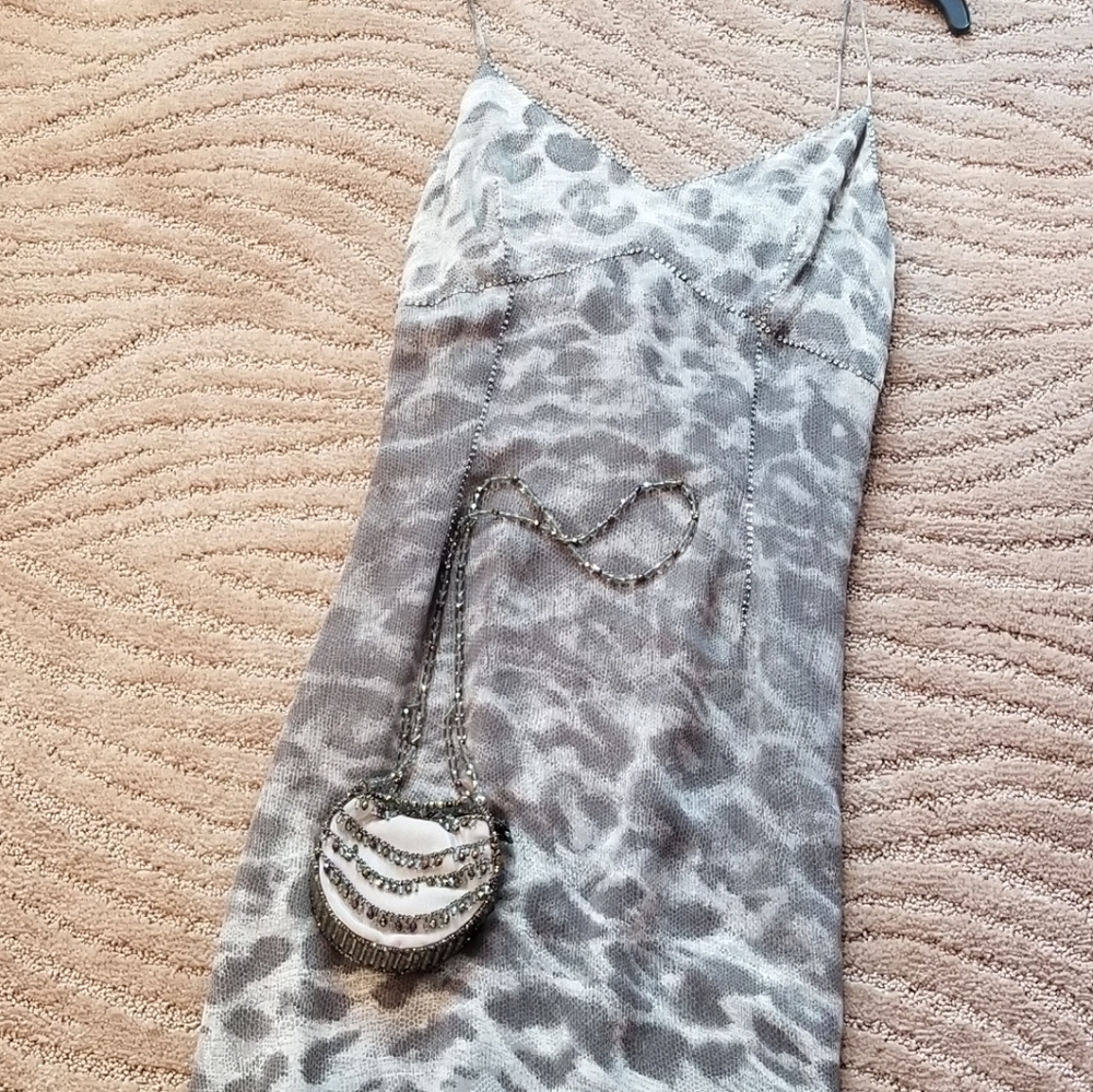Pamela Dennis ombre gray leopard formal with Swarovski crystal trim size 2